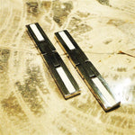 Rectangular Titanium & White Enamel Cufflinks