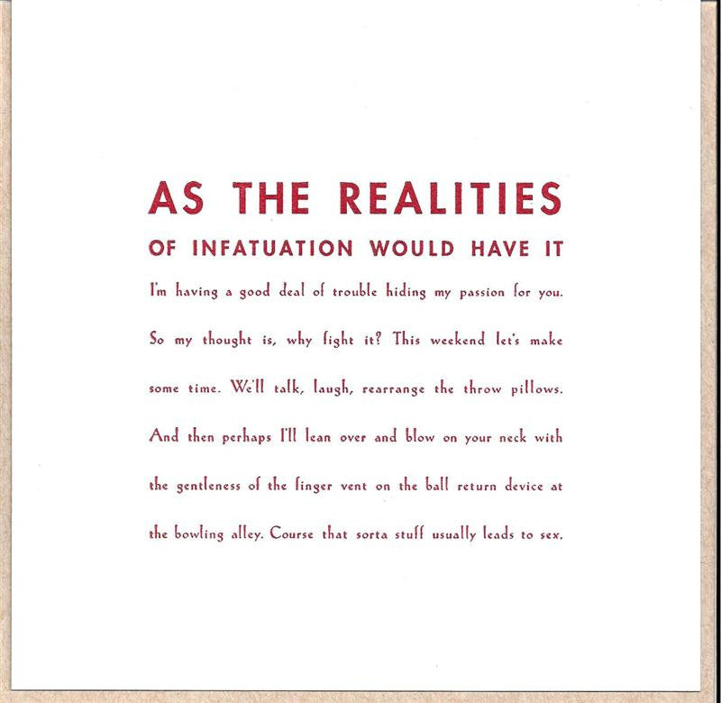 As the Realities of Infatuation Card