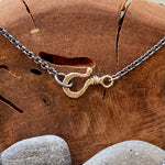 18K Textured Gold Pebbles and Rubies Oxidized Sterling Silver Bridge Necklace