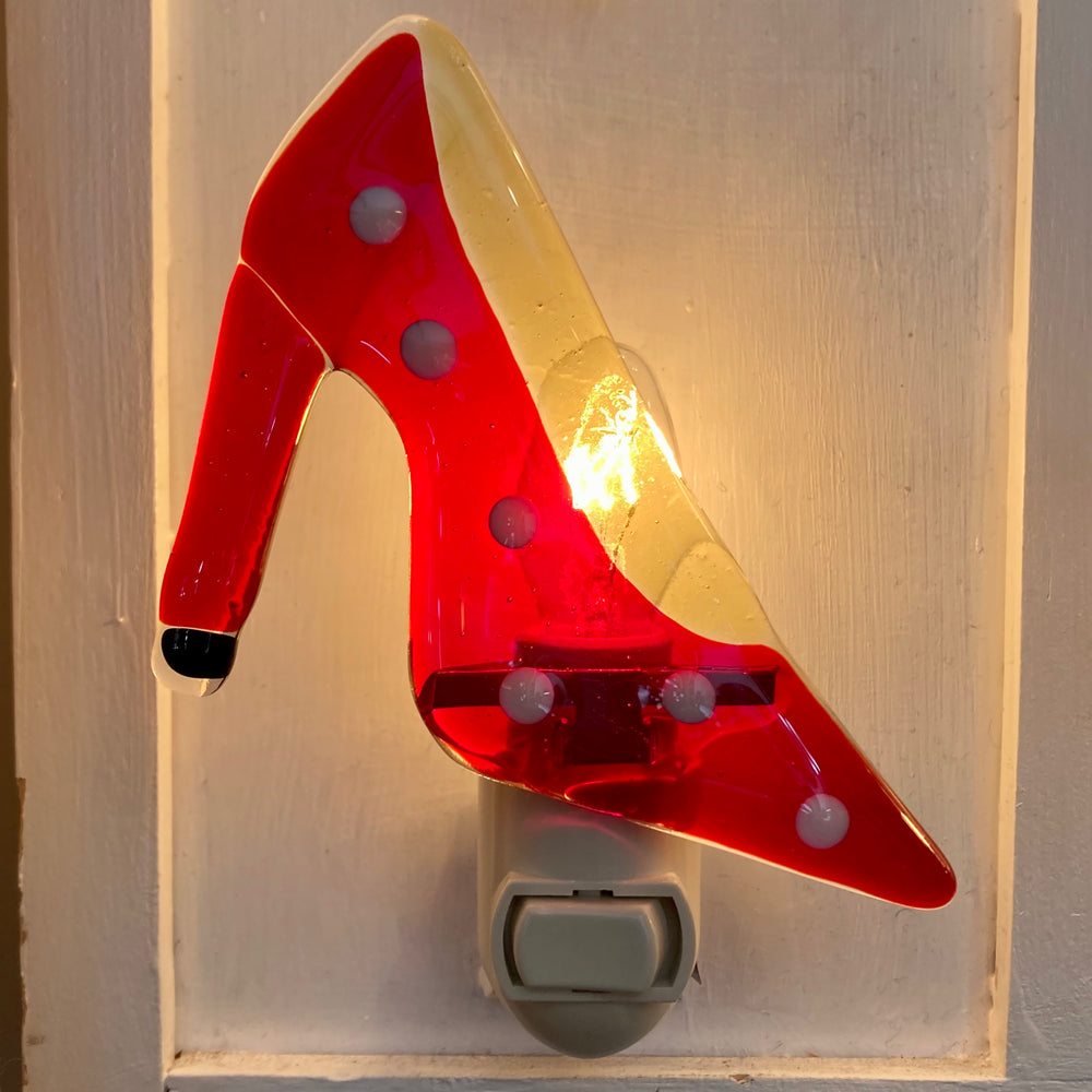 Glass Ruby Slipper Night Light