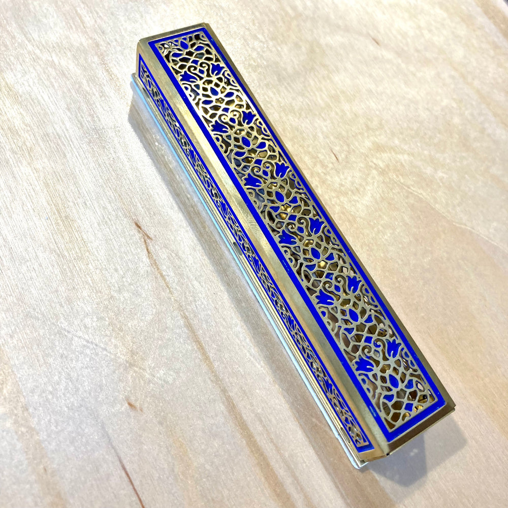 Orient Pattern Incised Brass Mezuzah