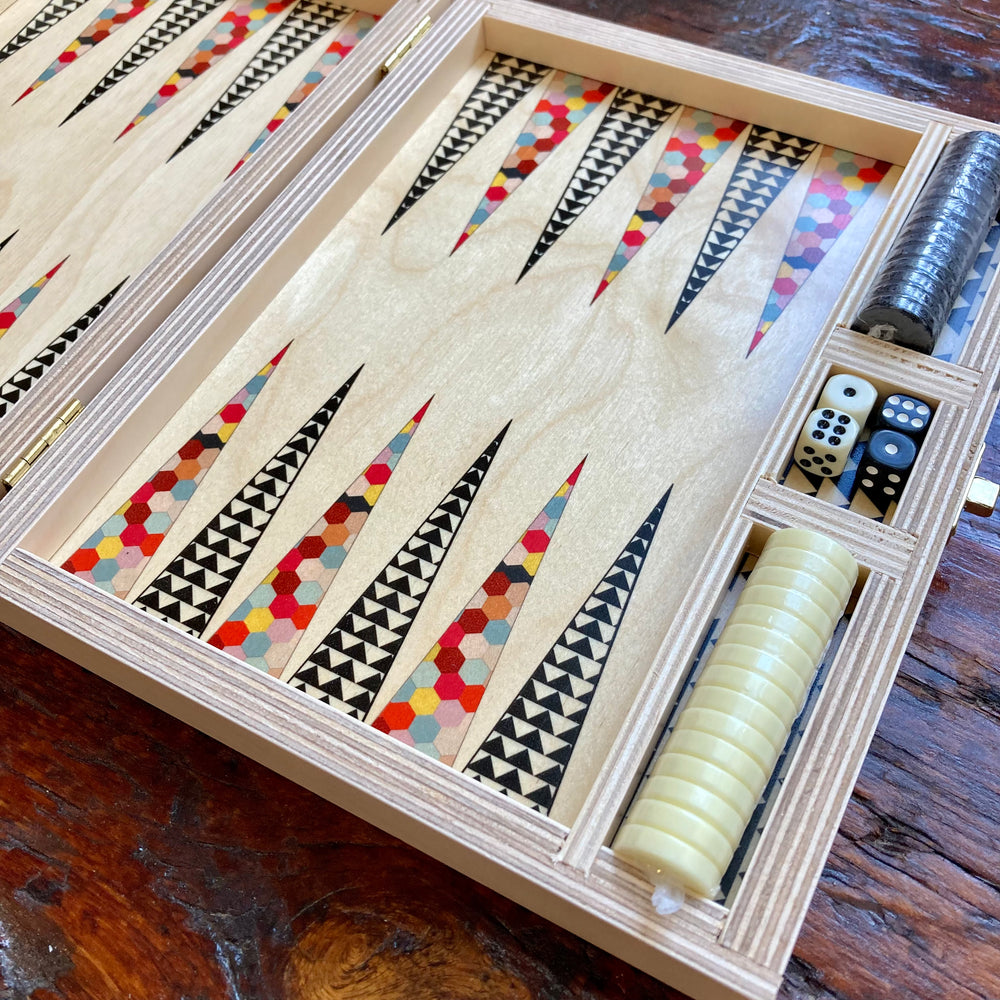 FSC Certified Art Deco Birch Travel Backgammon Sets