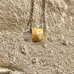 14K Pebble with Offset Diamond Oxidized Sterling Silver Necklace