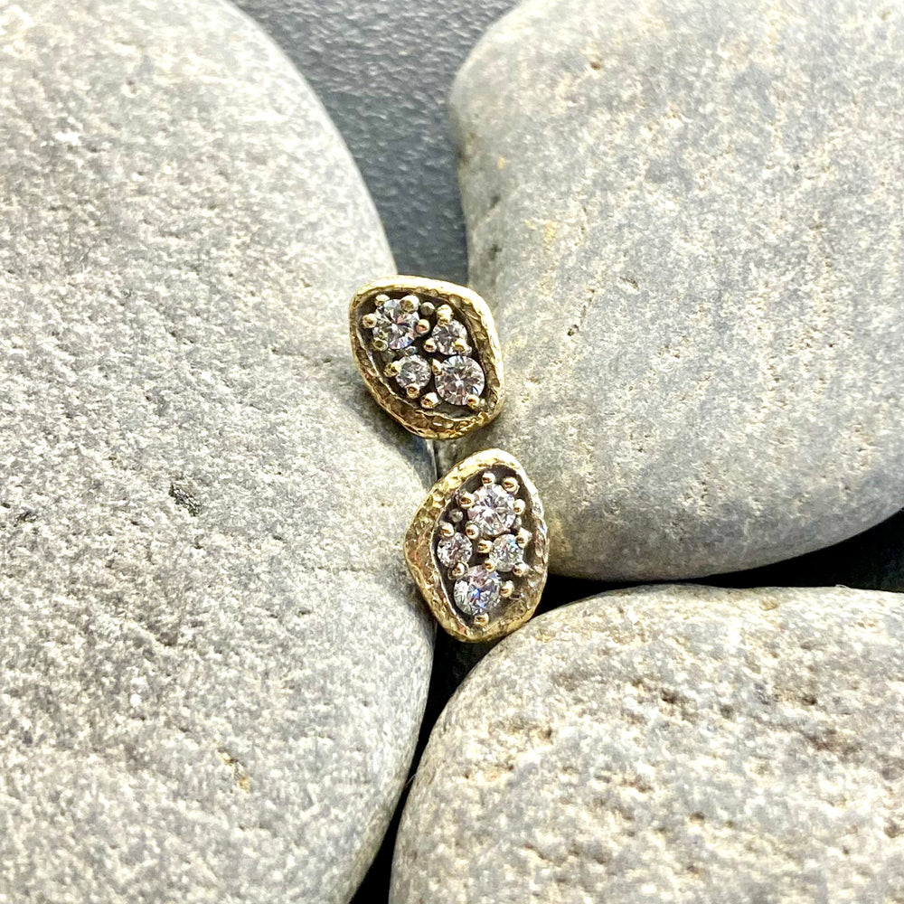 Winter Pond 18K Gold and Diamonds Post Earrings