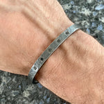 Hammered Oxidized Sterling Silver Cuff with Five Black Diamonds