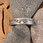 Sterling Silver and Diamonds River Pebbles Textured Oxidized Sterling Silver Stream Ring
