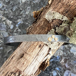 Hammered Oxidized Sterling Silver Cuff with Three Diamonds set in 22K Gold