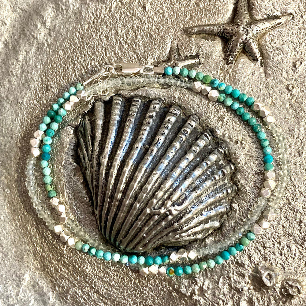 Semi Precious Stone and Sterling Silver Wrap Bracelets